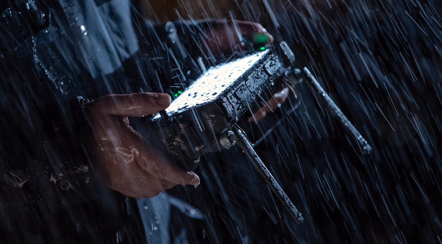 DJI RC Plus remote controller can handle wet weather.