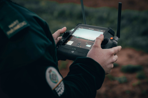DJI drone transmitters and drone controllers.