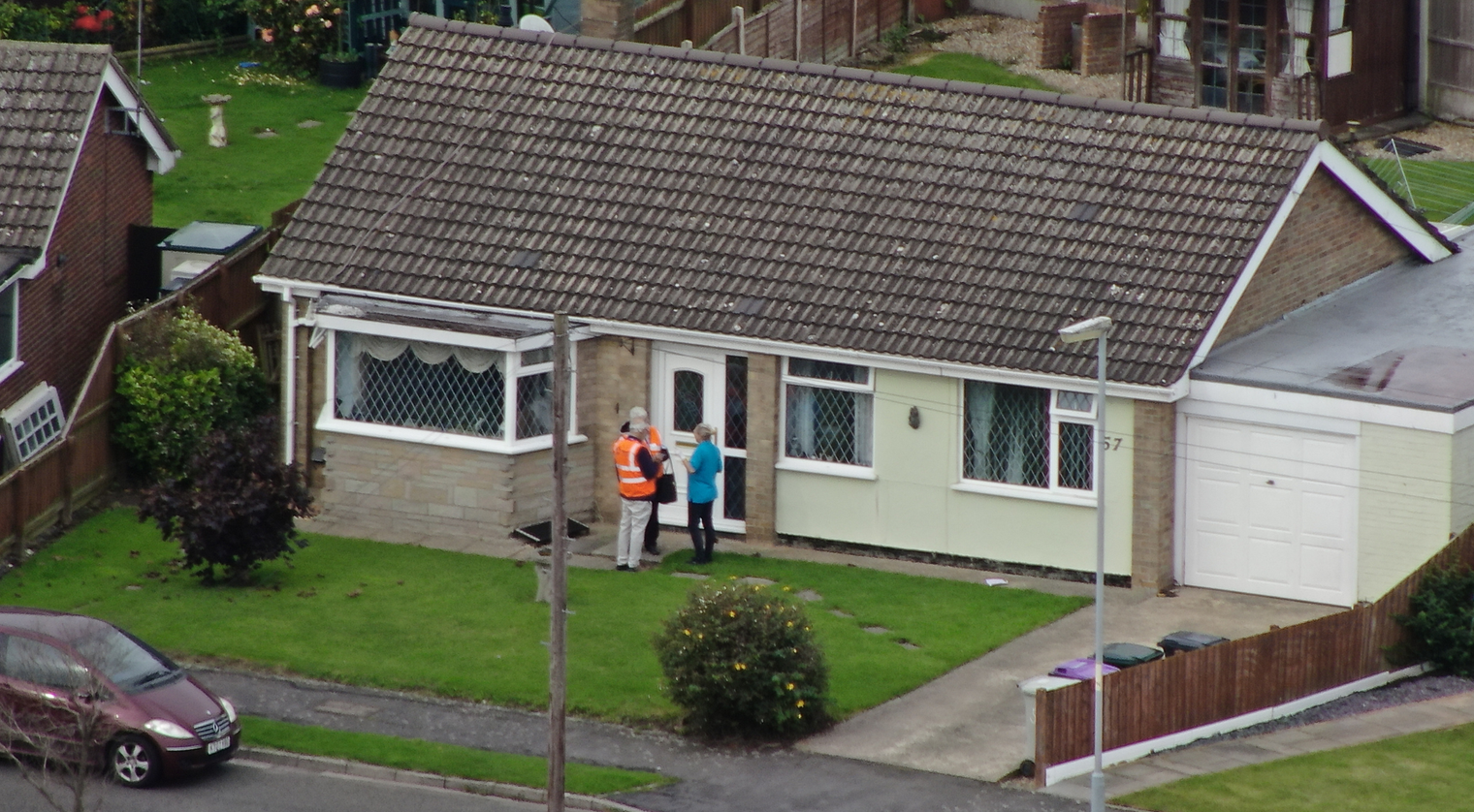 Door knocking teams were monitored by the drone.