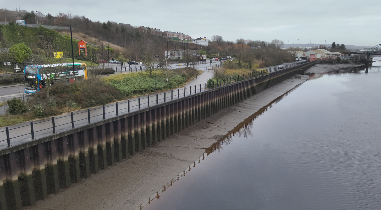 Ouseburn River Wall inspection footage from a Mini 3 Pro