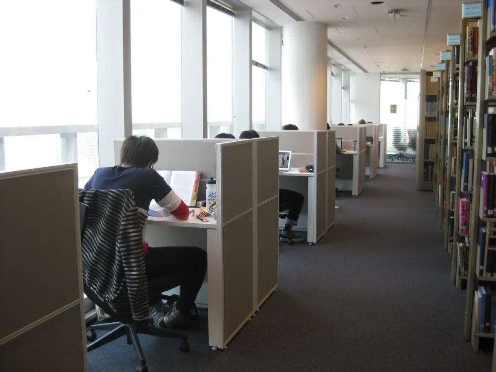 Hong Kong university library night study