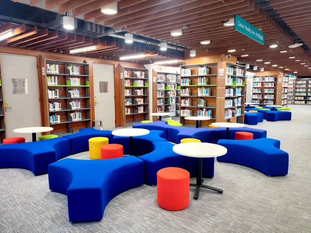 university library bookshelves study area hong kong