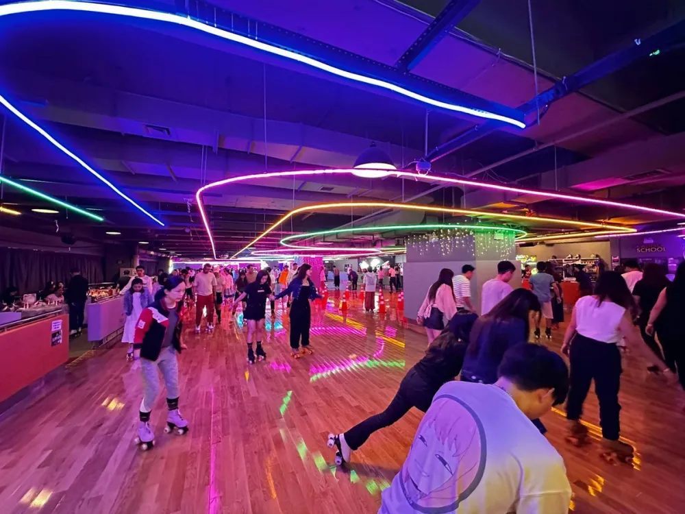 roller skating rink retro neon disco Hong Kong