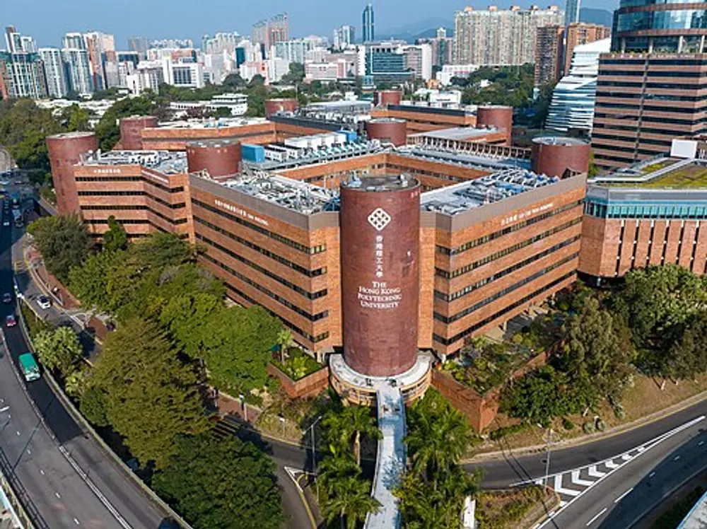PolyU campus walkway students Hong Kong