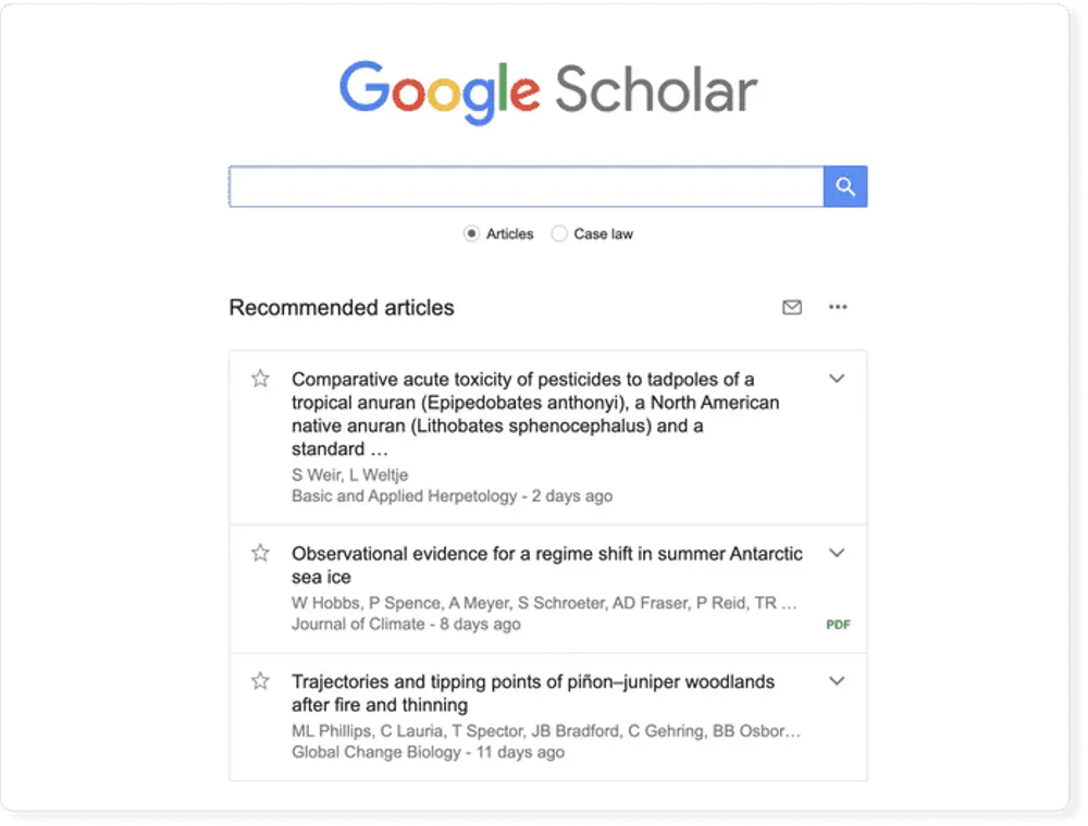 Google Scholar search