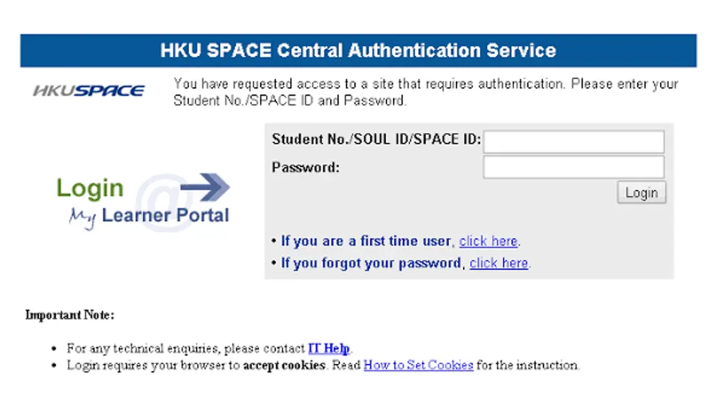 student phone showing learner portal login screen