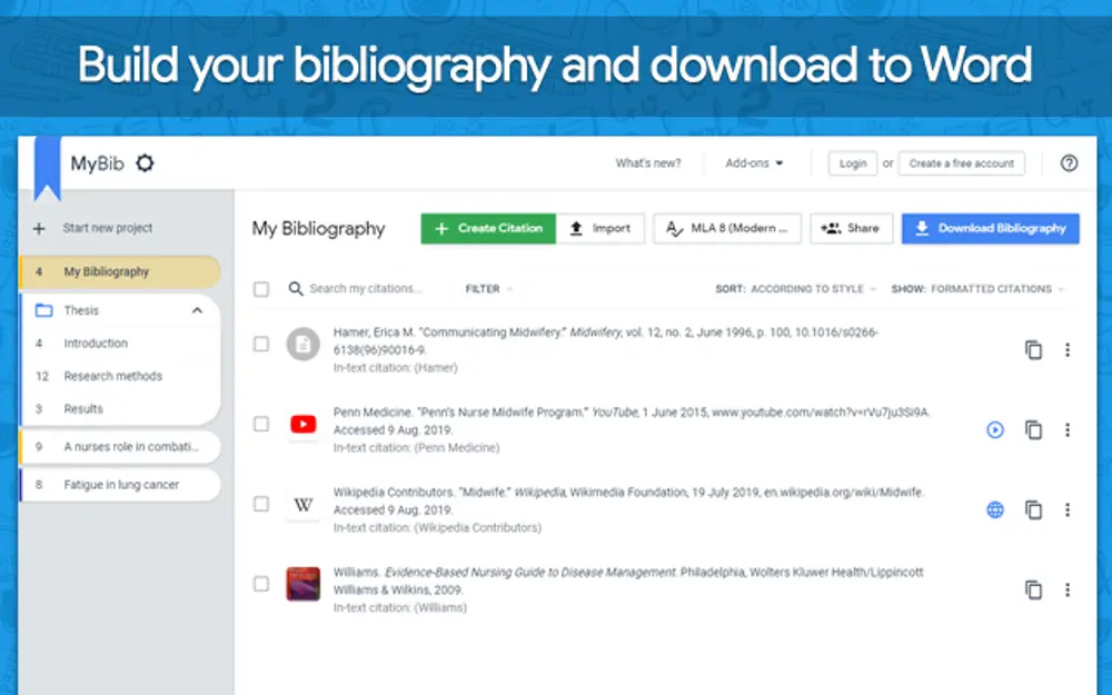 Zotero MyBib citations
