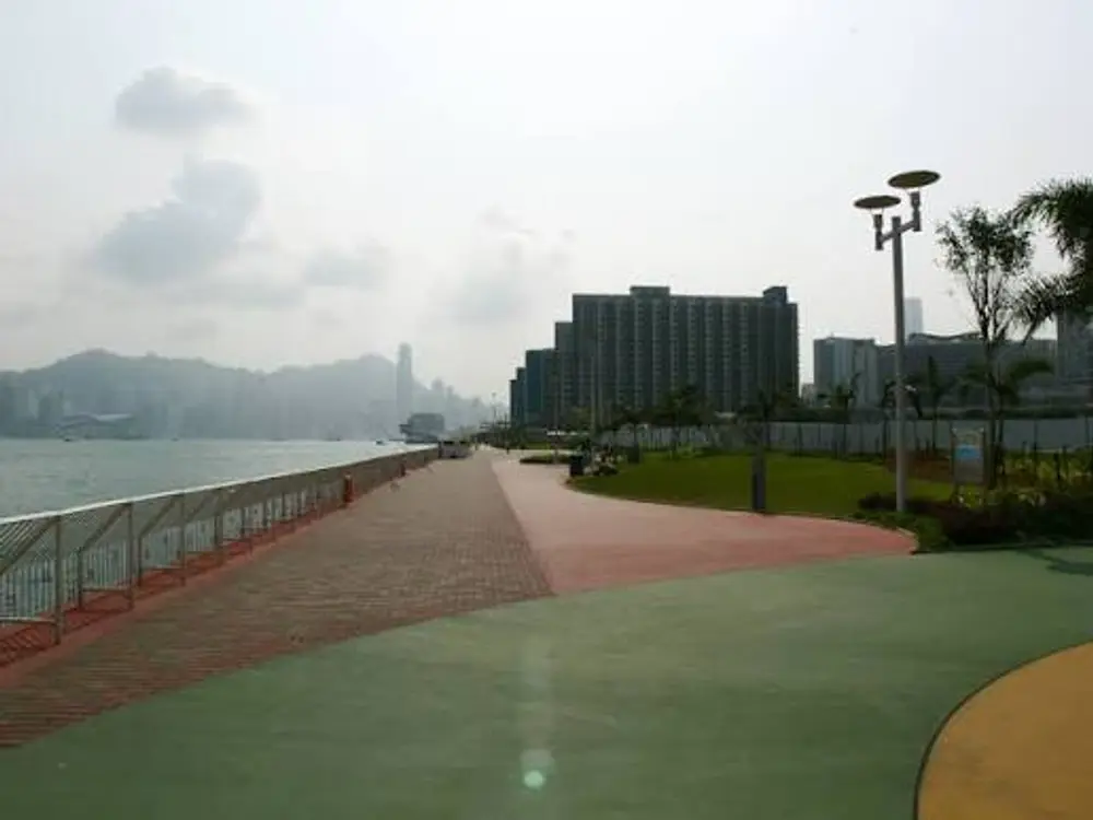 Hung Hom promenade harbour waterfront Hong Kong sunset