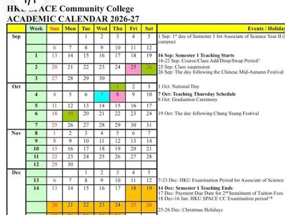 class timetable on phone screen