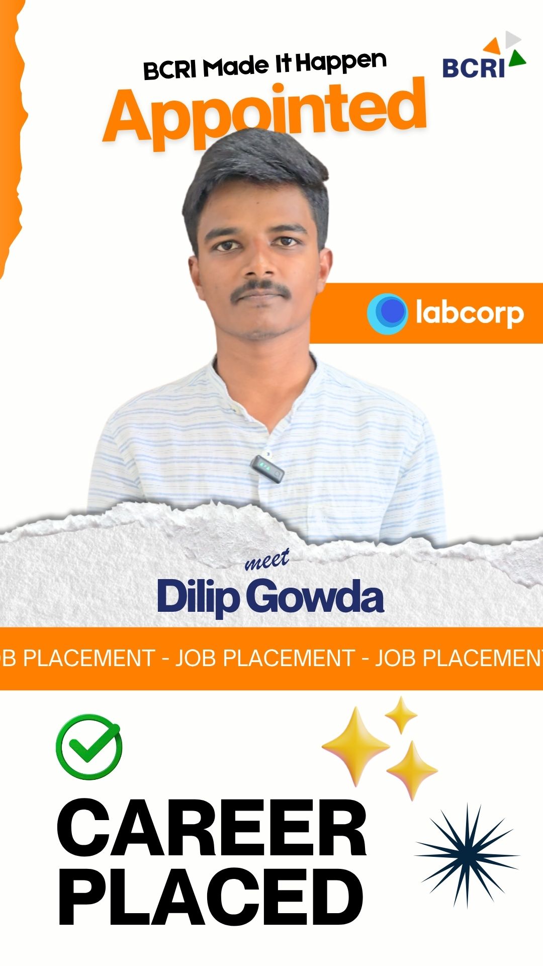 Dilip Gowda secures placement at Labcorp 