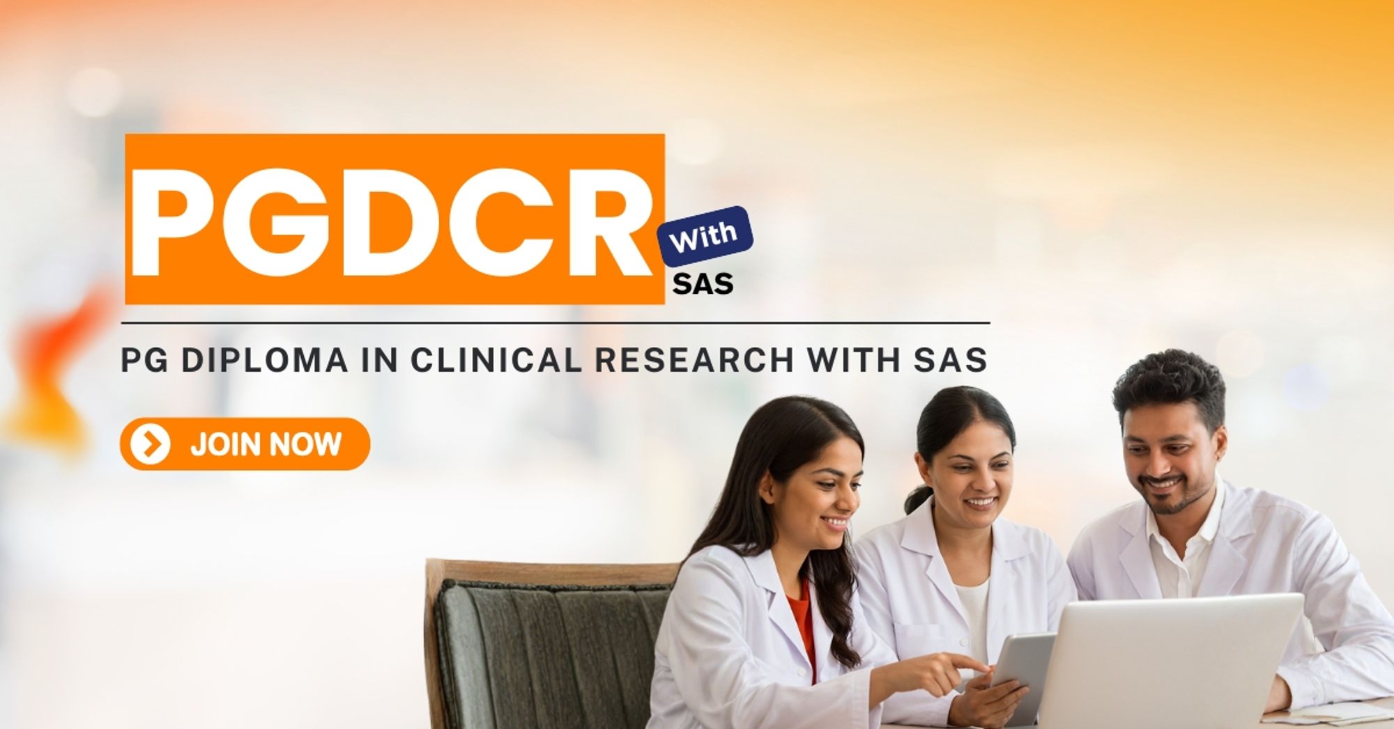 BCRI PGDCR with SAS course banner promoting postgraduate clinical research training with SAS programming skills for careers in clinical research and clinical data analysis.