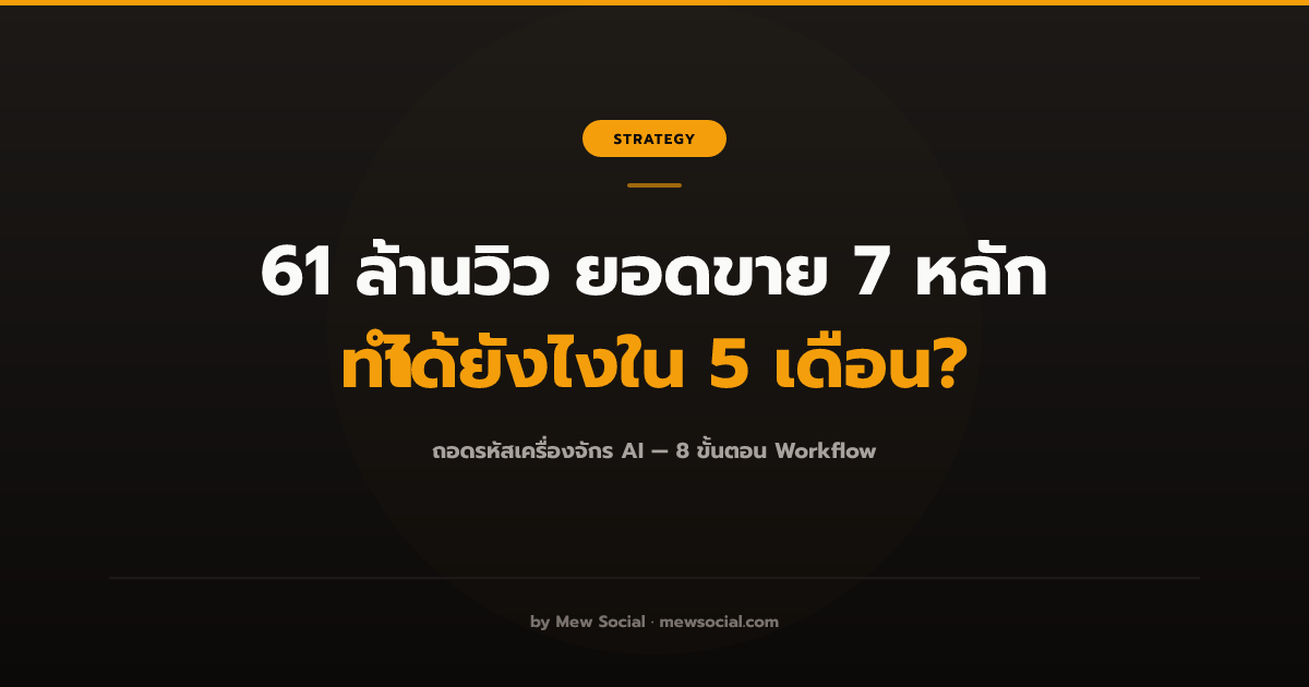 ถอดรหัสเครื่องจักร AI: 8 ขั้นตอน Workflow สร้าง 61 ล้านวิว + ยอดขาย 7 หลัก