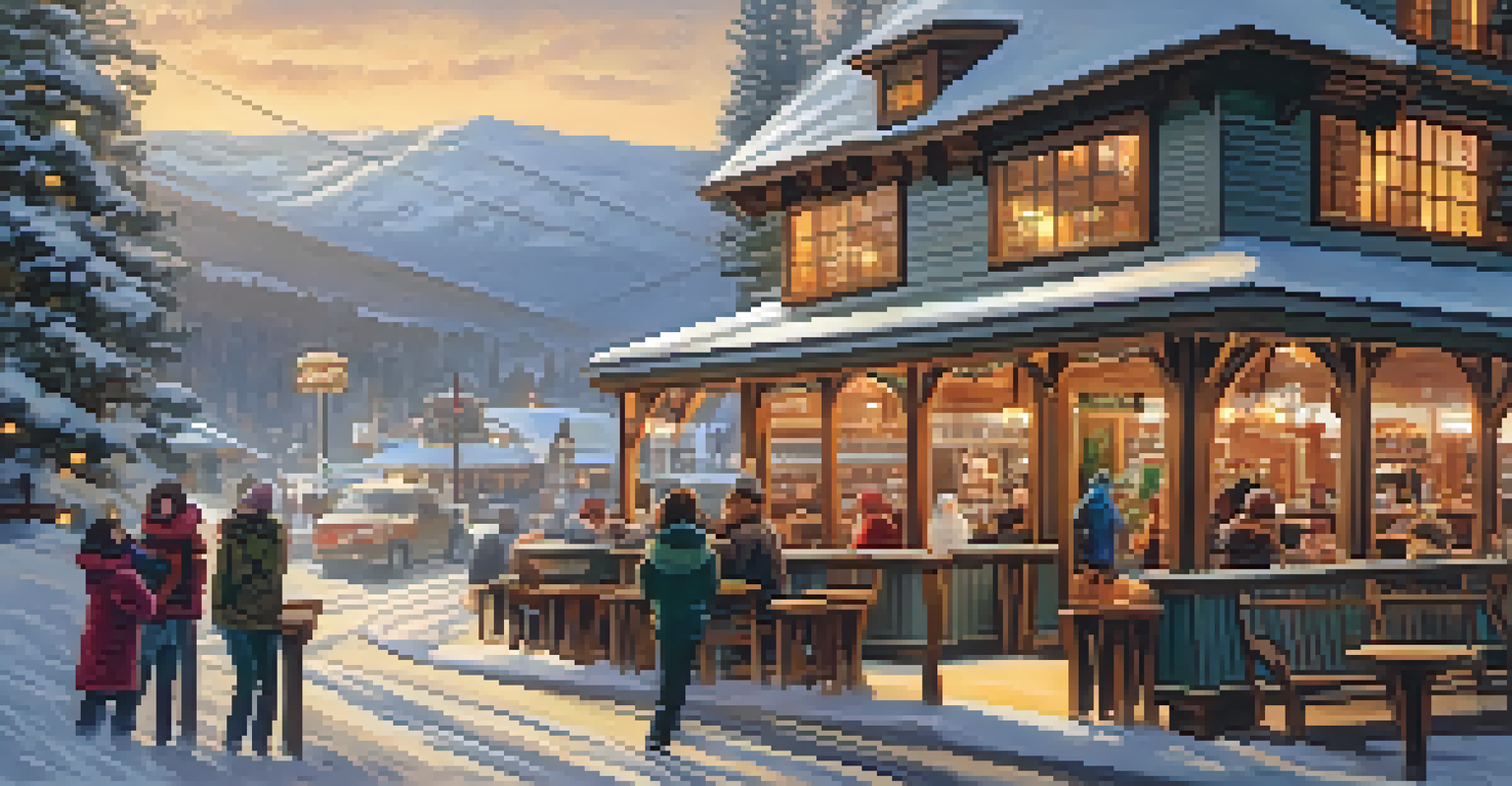 A cozy cafe interior with people enjoying hot chocolate after skiing in Big Bear.