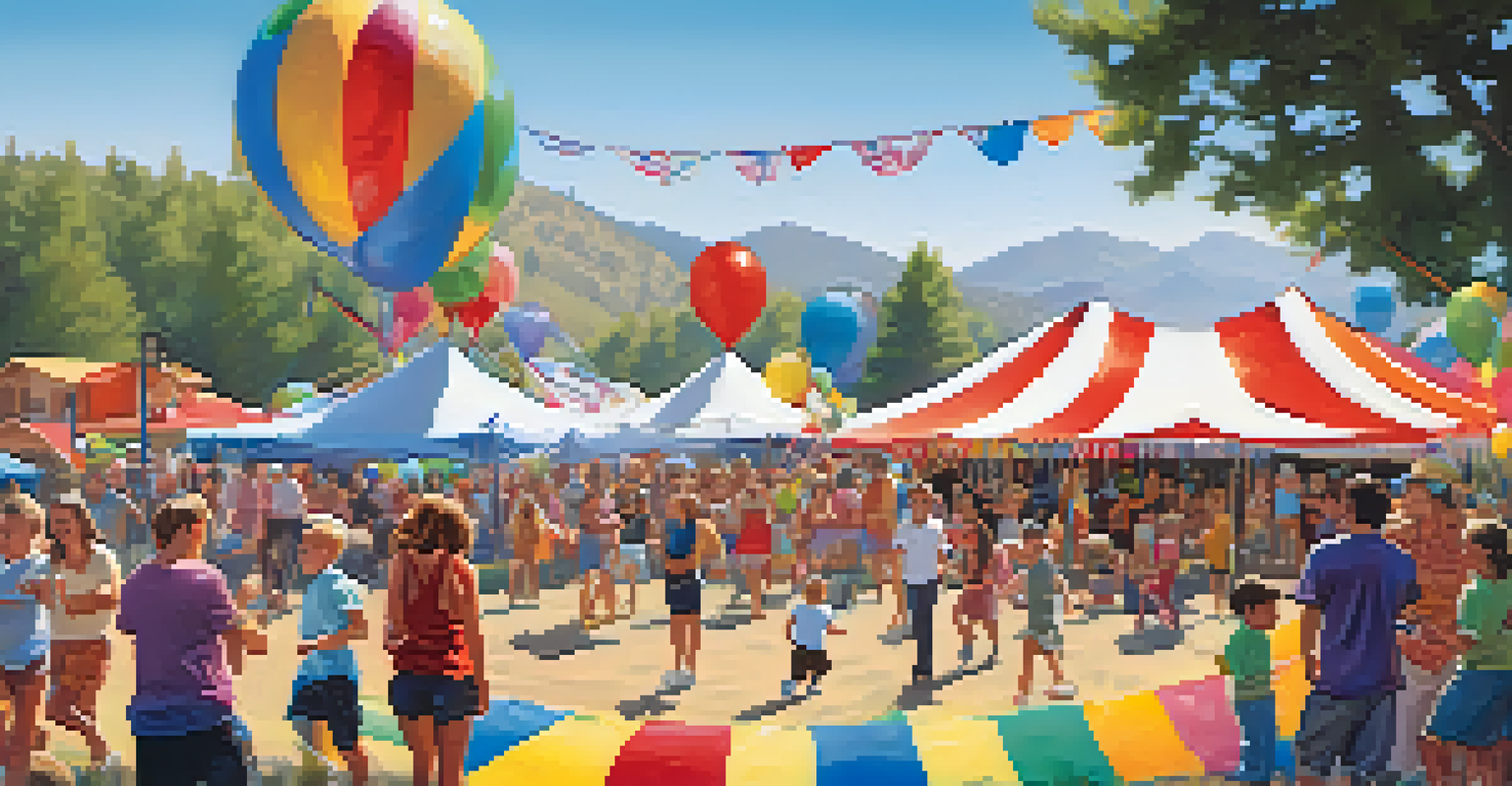 Families celebrating at a summer music festival, dancing and enjoying live performances.