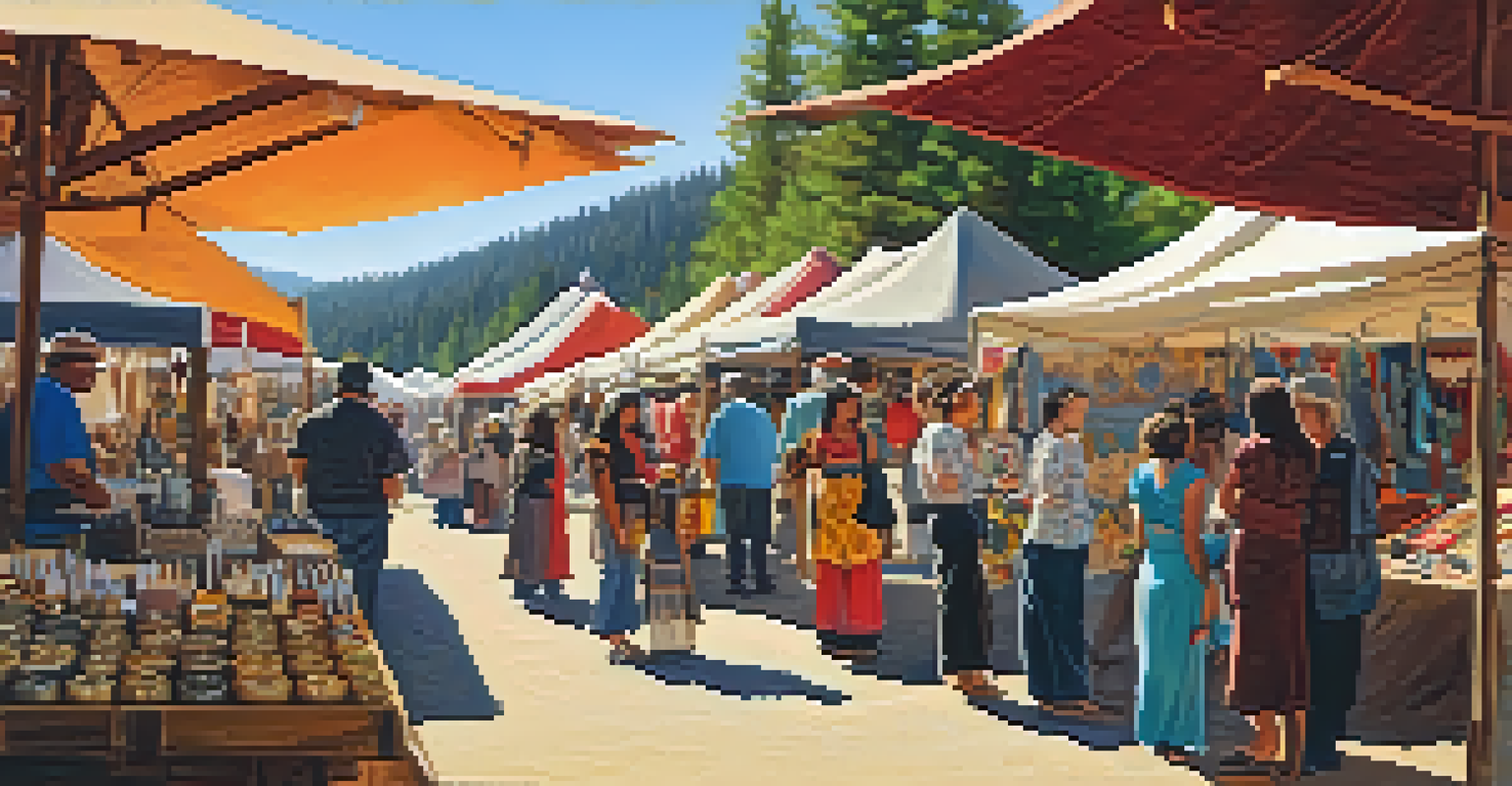 Artisan market featuring handmade crafts and local artisans engaging with festival-goers.
