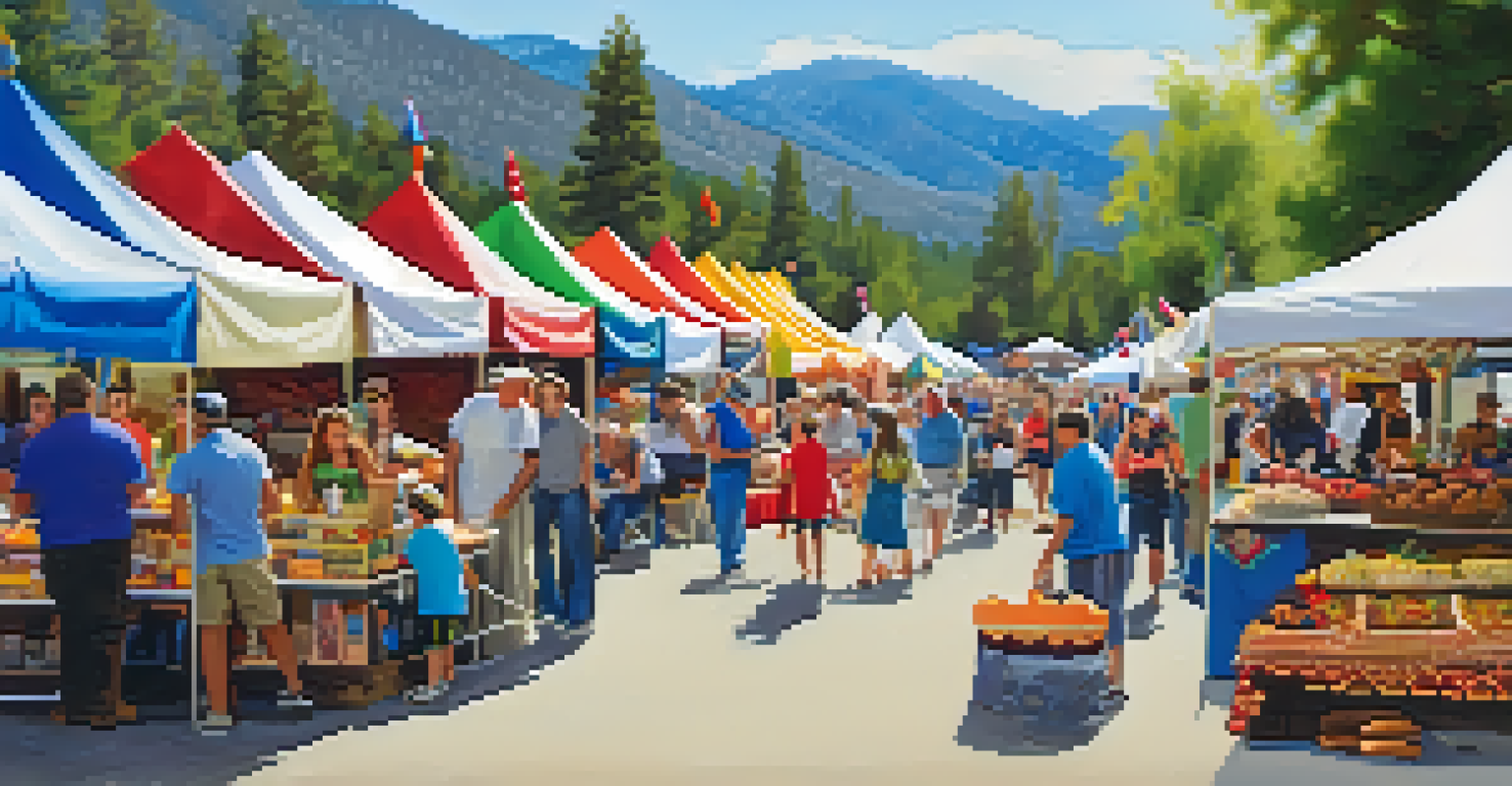 A lively scene from the Big Bear Heritage Festival, with colorful booths, artisans, and a cheerful crowd enjoying the festivities.