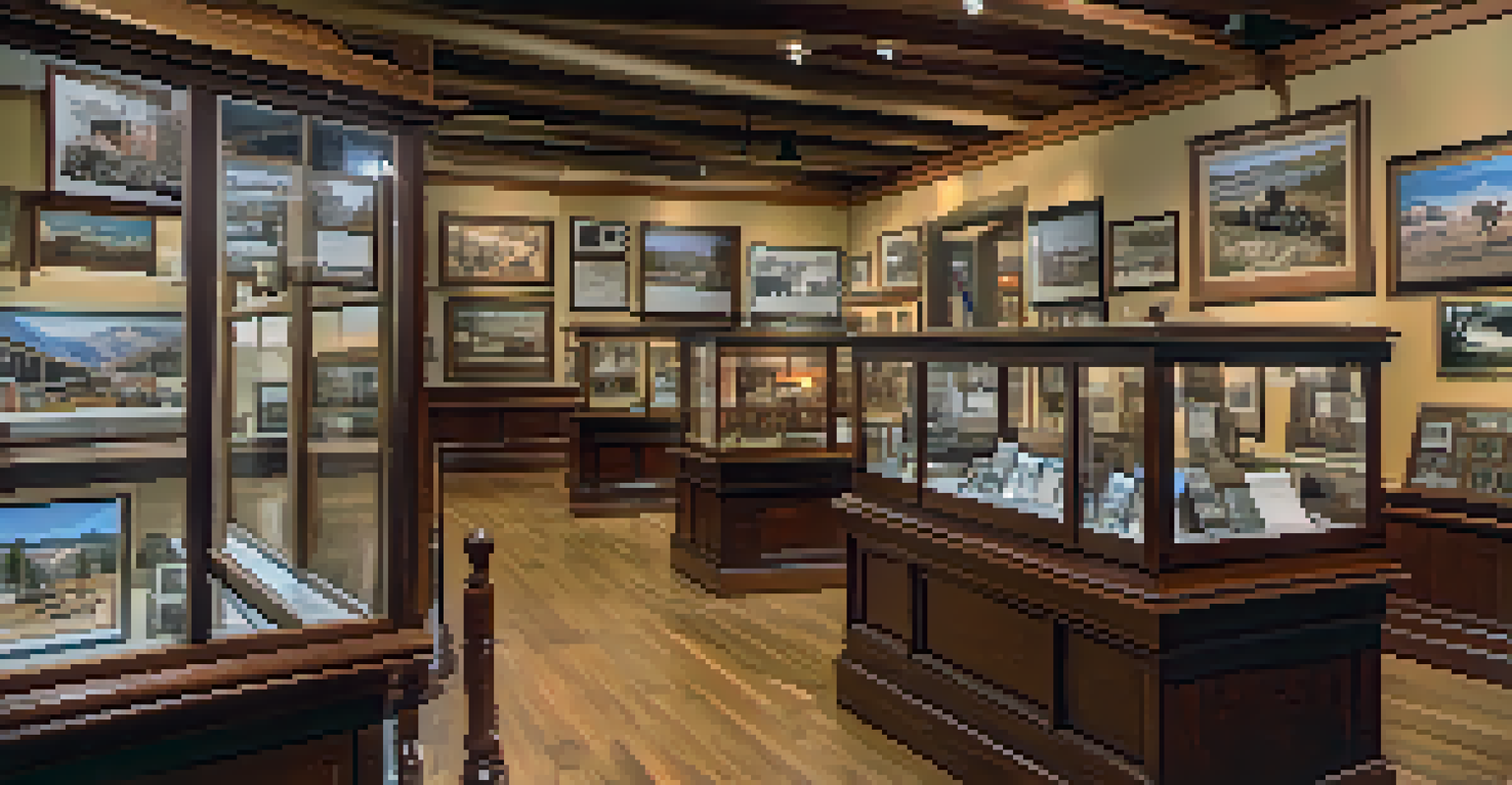 Inside the Big Bear Historical Museum, featuring vintage photographs and historical displays.