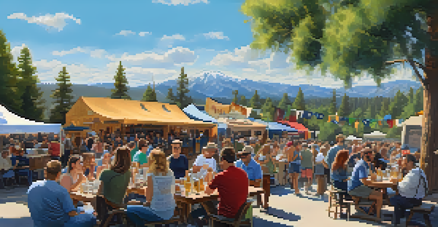 A lively outdoor beer tasting event with people enjoying craft beer and local food.
