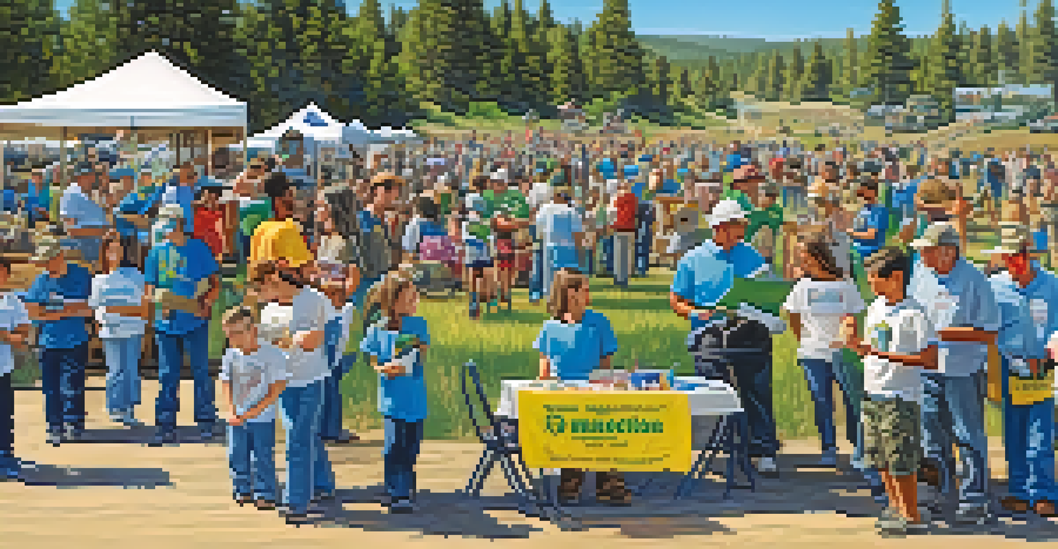 A community clean-up event in Big Bear, with residents participating in conservation activities along a wildlife corridor under a clear sky.