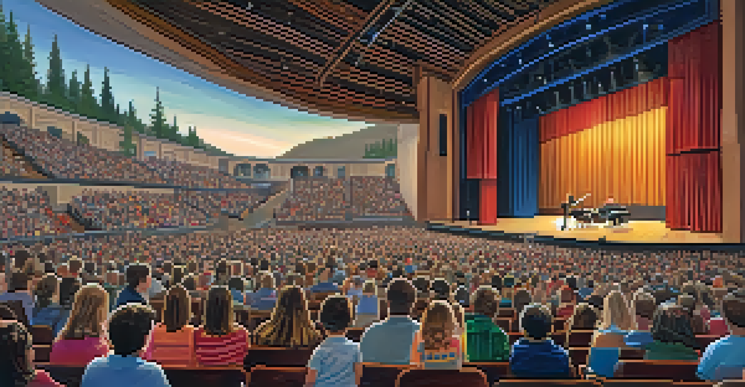 Families gathered at the Big Bear Lake Performing Arts Center enjoying a family-friendly concert, with children excitedly watching the performance.