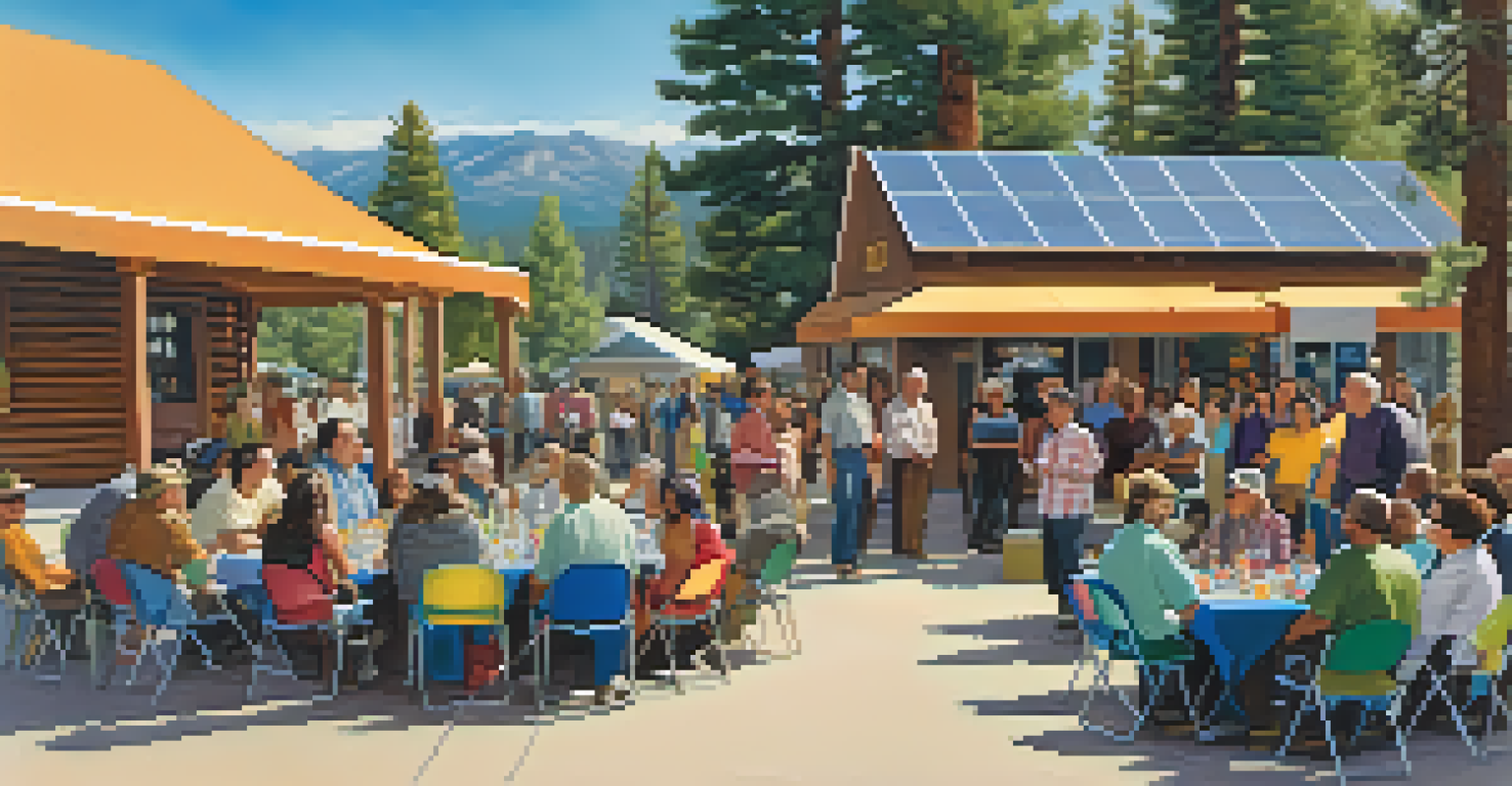 Residents of Big Bear gathered outdoors for a community meeting about renewable energy initiatives.