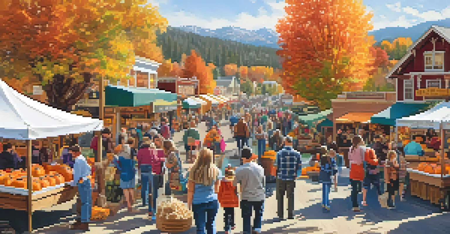 Families enjoying the Fall Harvest Festival at Big Bear, with vendors, pumpkin picking, and colorful autumn leaves.