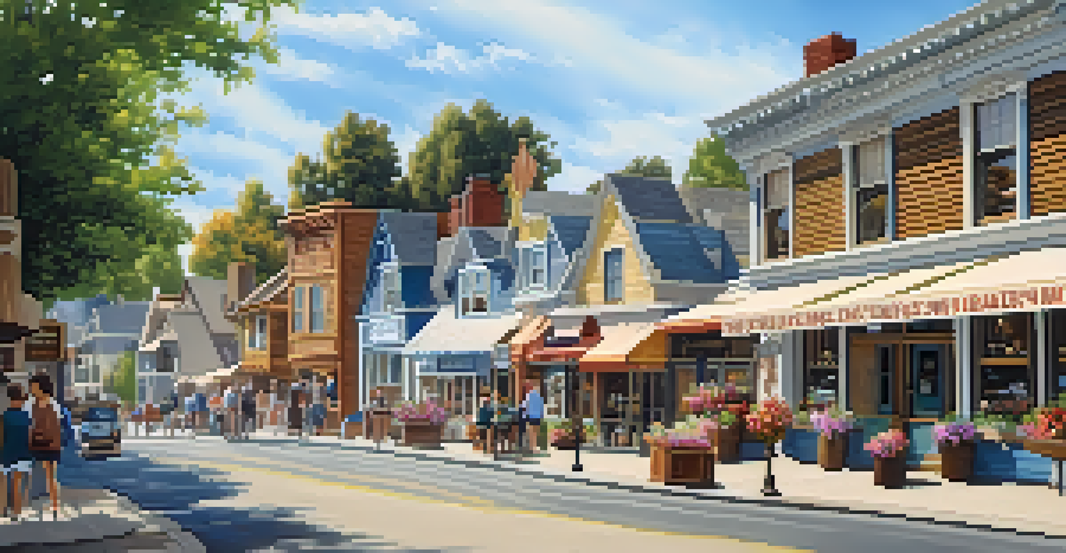 Historic Village of Big Bear Lake with preserved buildings, cobblestone streets, and visitors enjoying the area.