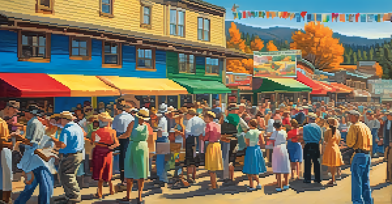 Residents of Big Bear painting a mural during the Great Depression, showcasing community spirit and artistic expression under the sunlight.