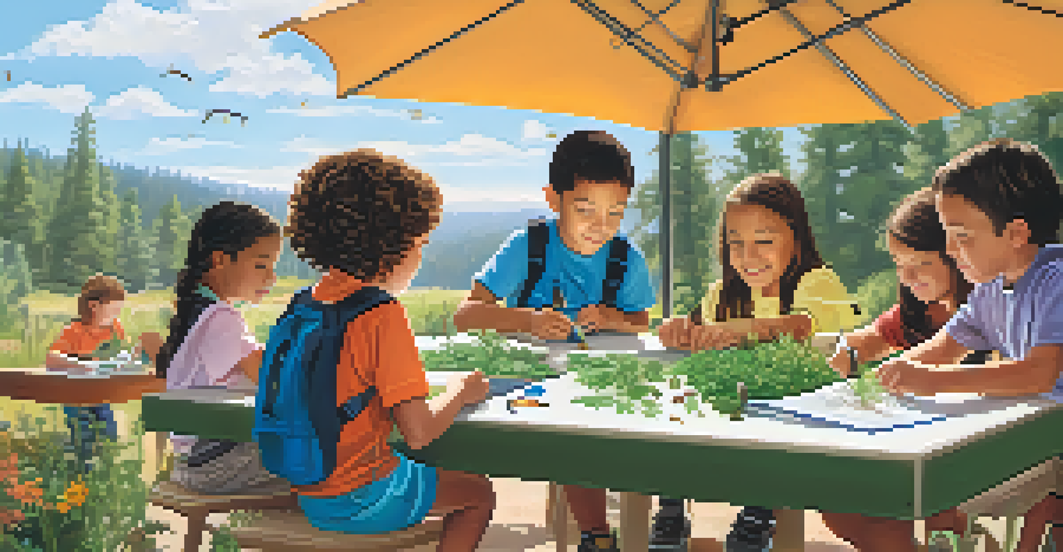 Children engaging in a hands-on science experiment outdoors at an educational program in Big Bear.