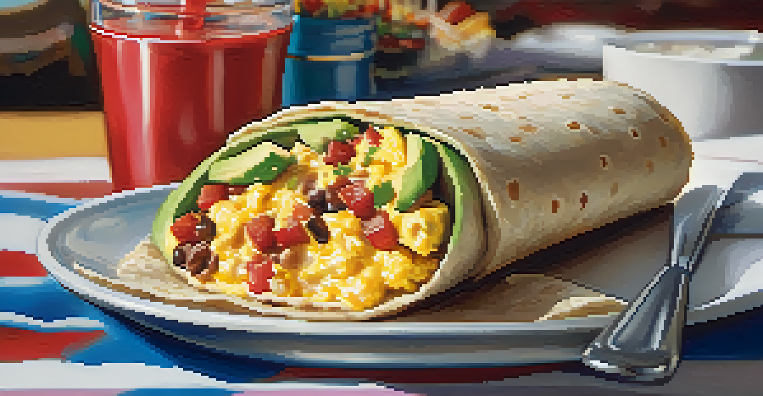 A close-up of a fresh and colorful breakfast burrito at a Big Bear diner.