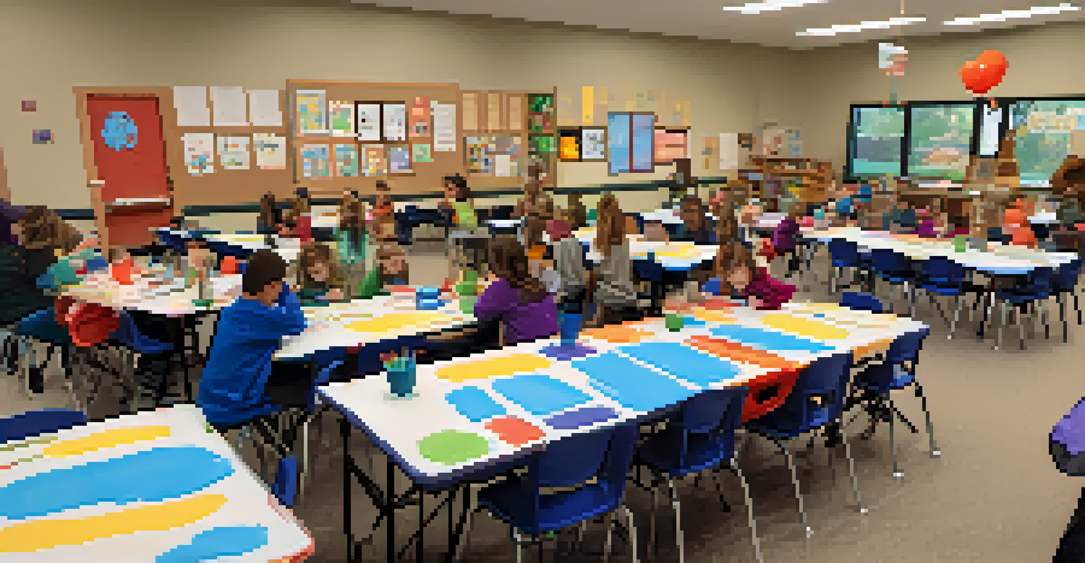 Families enjoying a community event at Big Bear Elementary, participating in arts and crafts together.