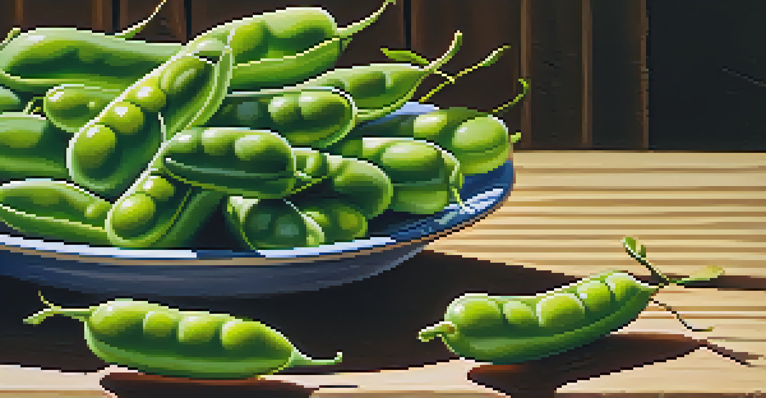 Close-up of fresh green peas in their pods on a wooden table, showcasing their vibrant color and texture.
