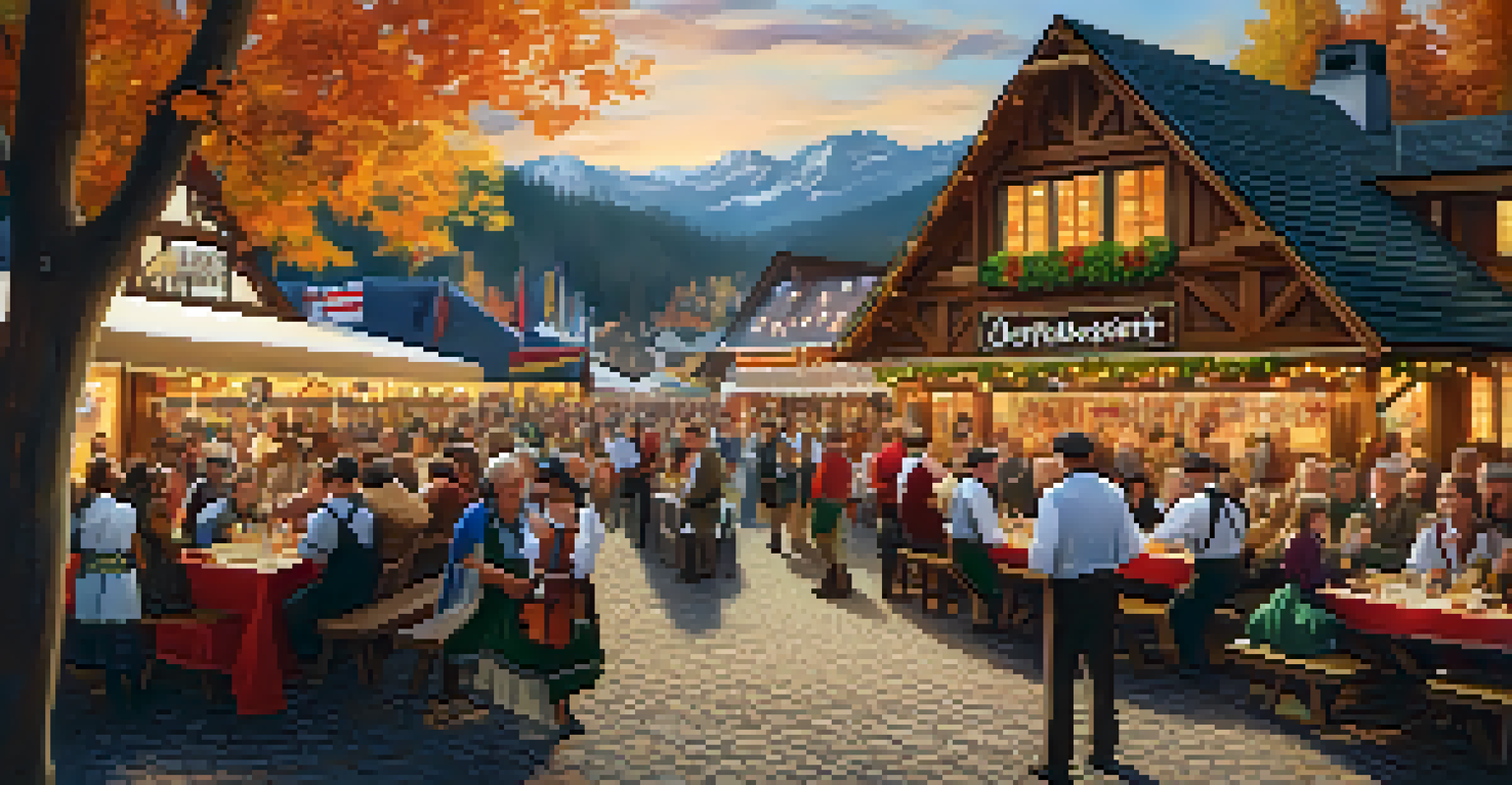 A celebration of Oktoberfest in Big Bear with guests enjoying traditional German food, music, and dancing in a festive setting.