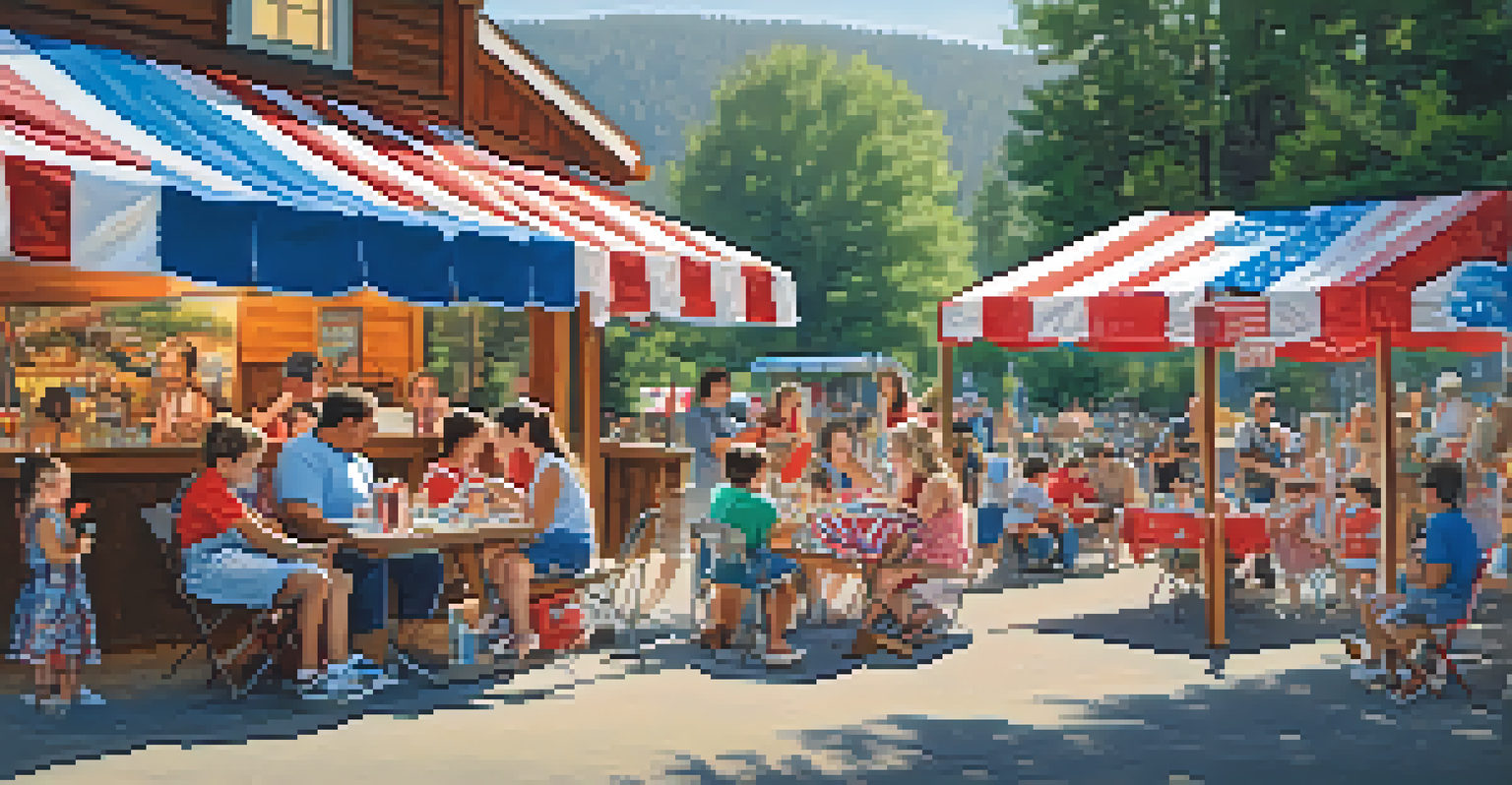 Children enjoying face painting and games at Big Bear's 4th of July celebration, with vendors and families in the background.