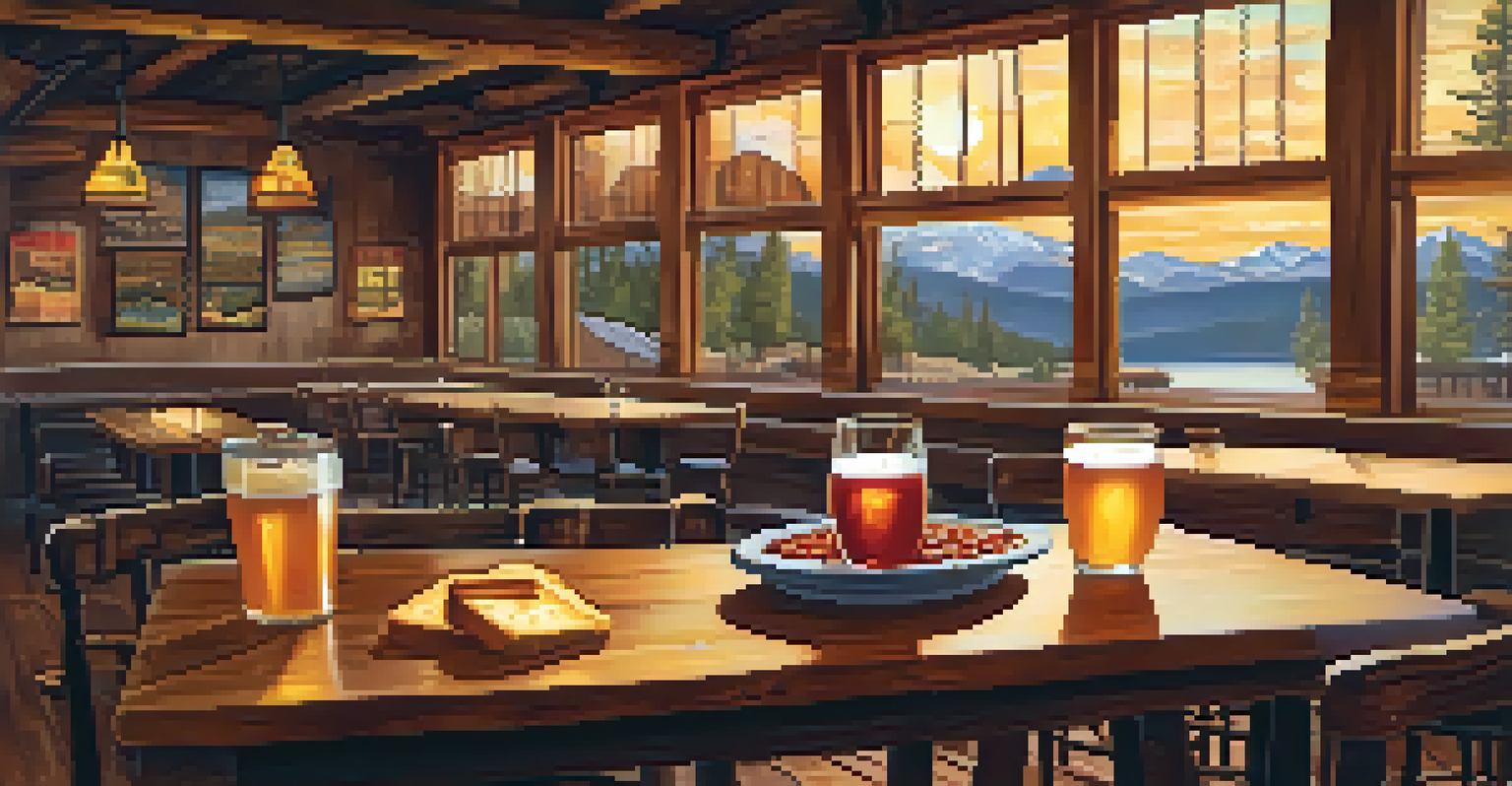 A warm bowl of chili with cheese and cornbread in a cozy, rustic restaurant setting.