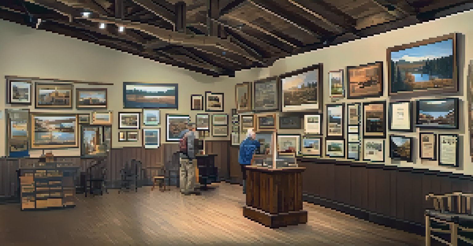 Interior view of the Big Bear Historical Society museum with vintage artifacts and visitors exploring exhibits.