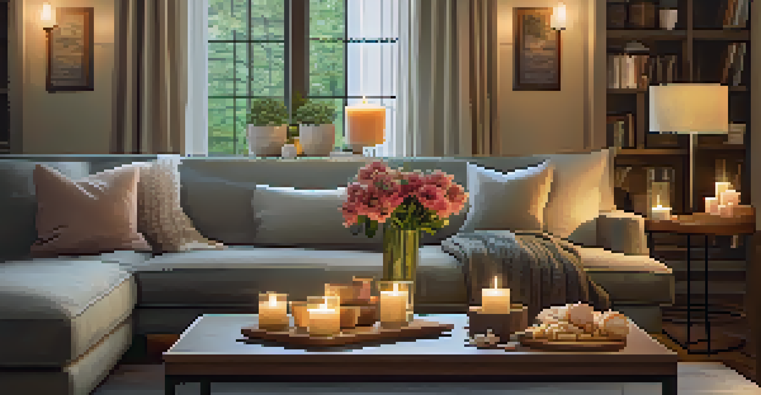 A warm and inviting indoor retreat space with cozy blankets, snacks, and candlelight.
