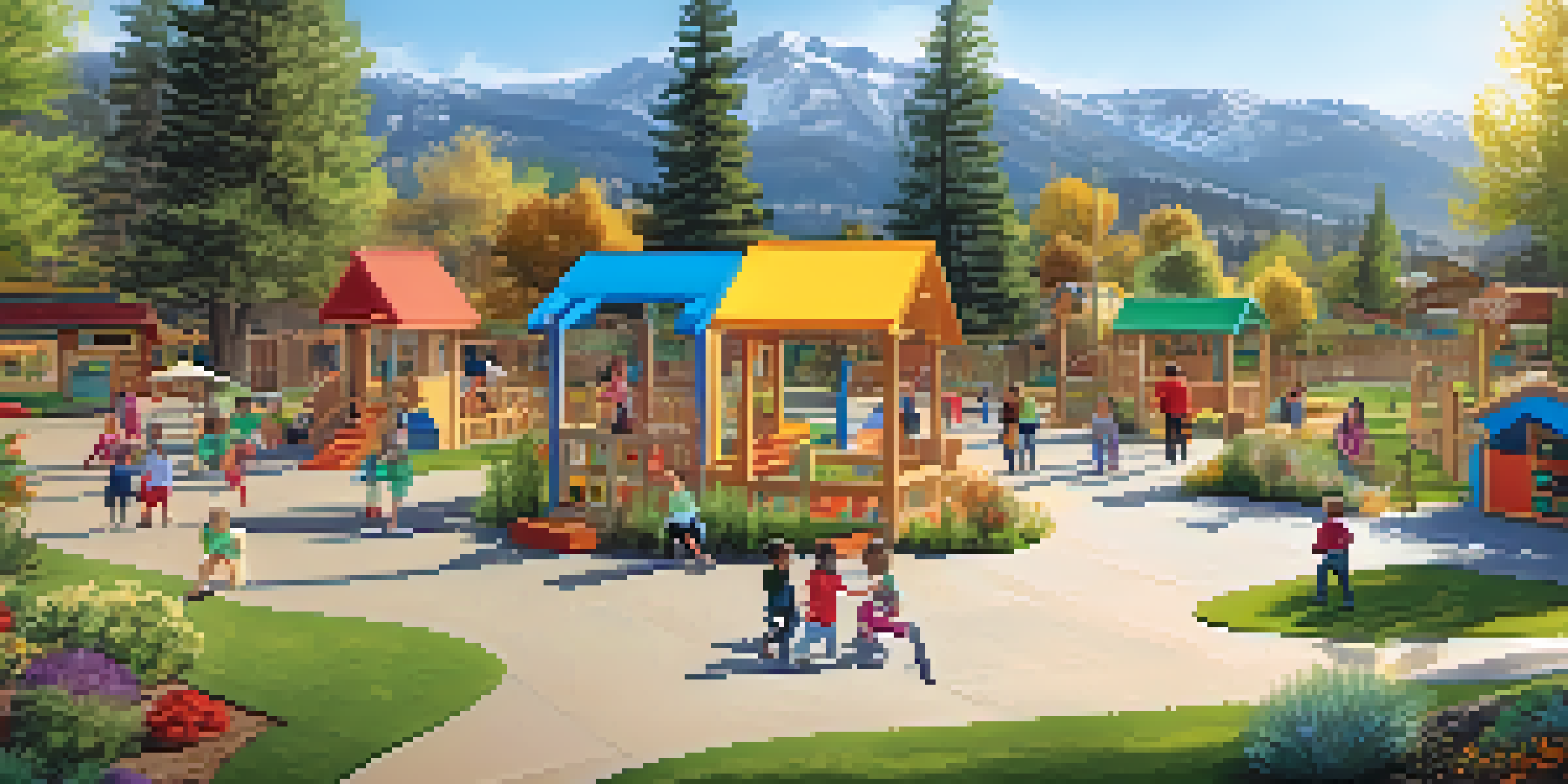 Children playing and learning in an outdoor preschool setting surrounded by nature in Big Bear.