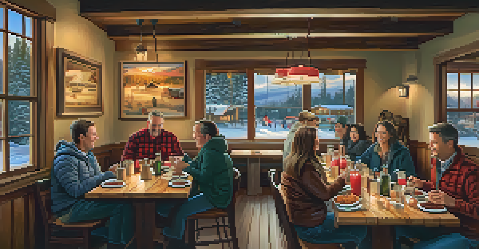 A cozy dining experience in a restaurant at Big Bear Lake with comfort food and happy diners.