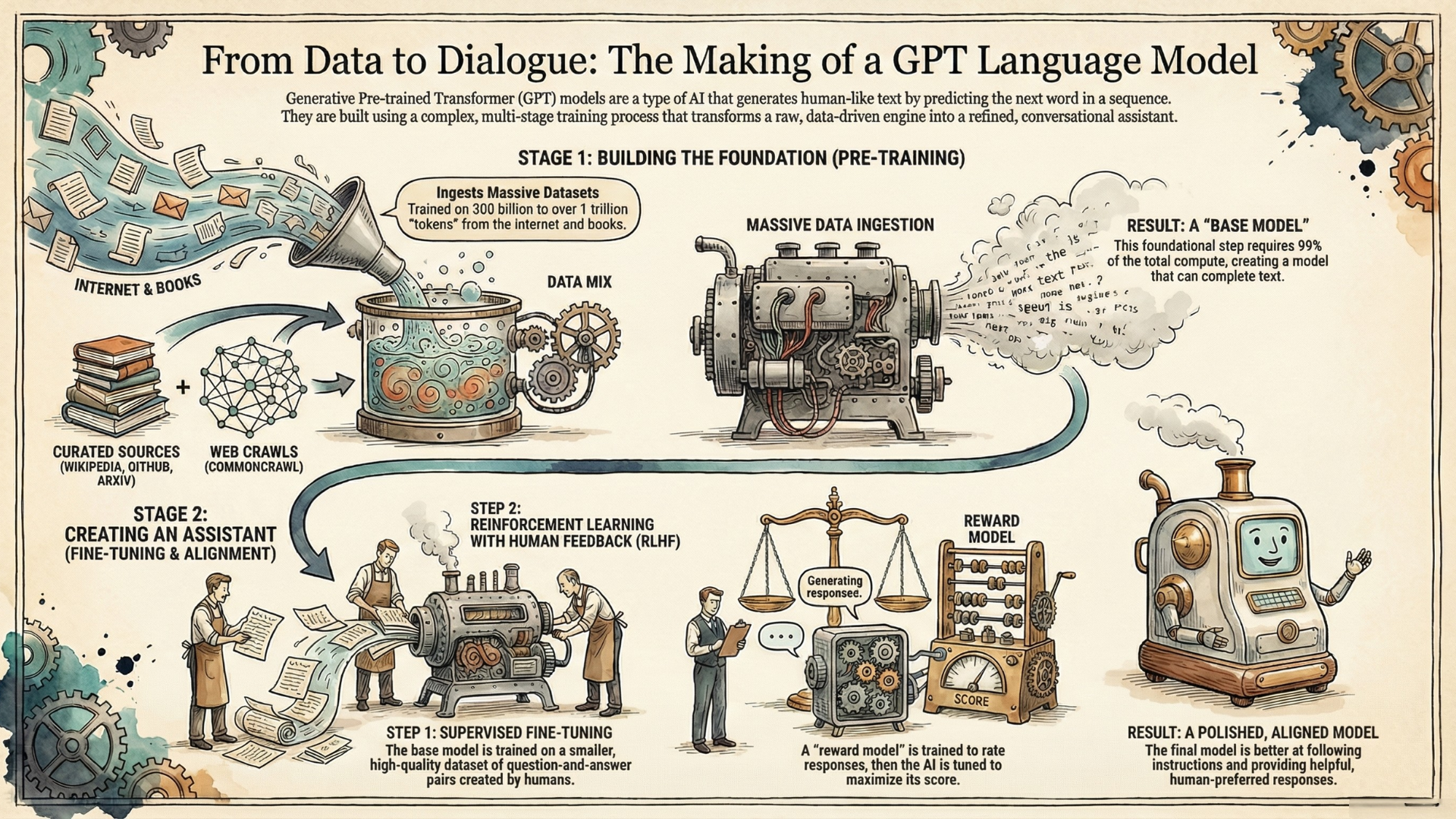 Behind the Curtain of Generative AI: What are GPT  Large Language Models (LLMs) and How Are They Created?