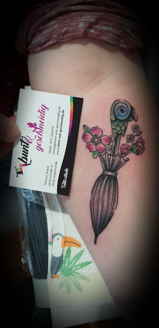 a cover-up tattoo with a flower on the side, uckermark, germany