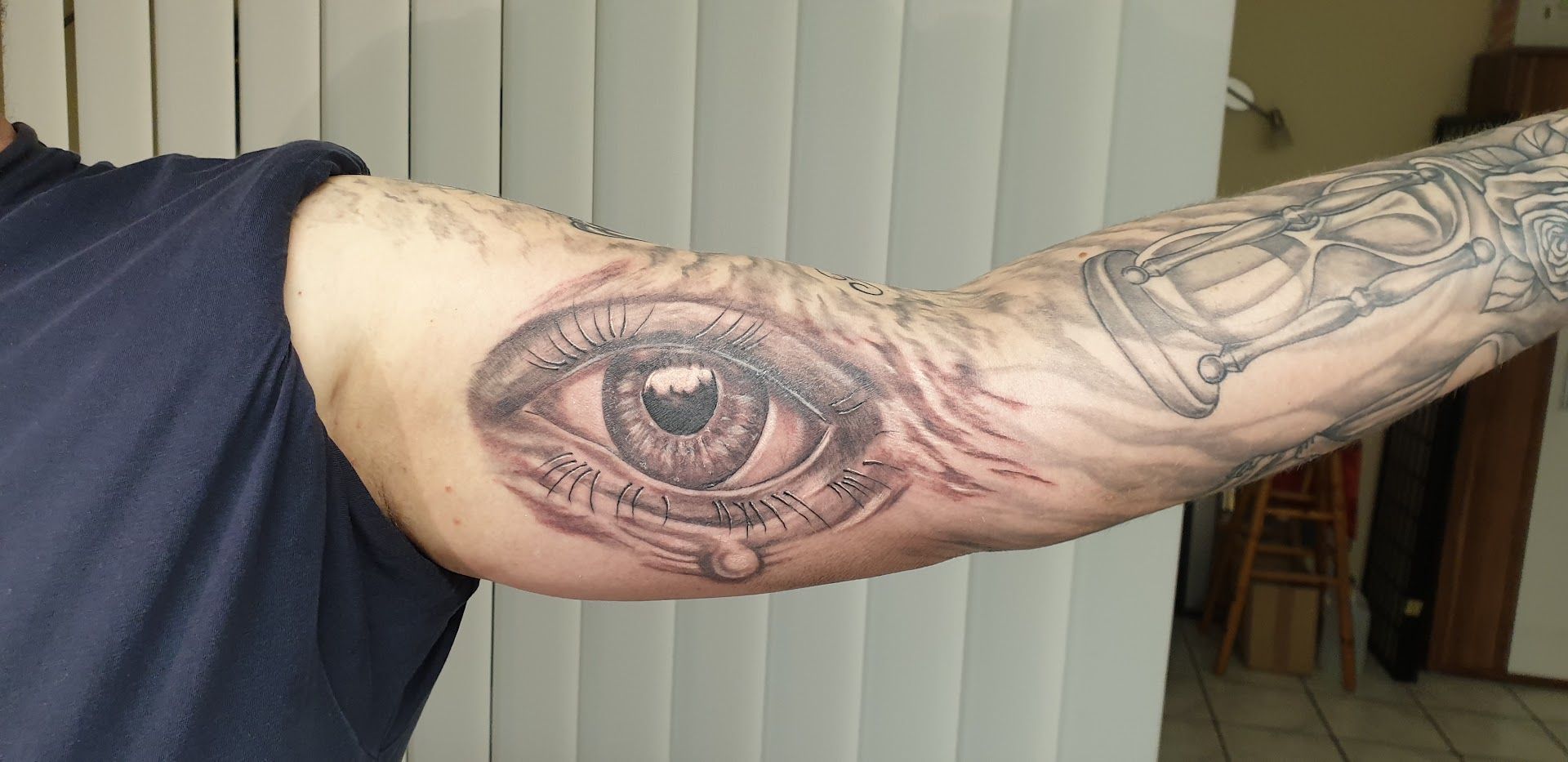 a man with a narben tattoo on his arm, bielefeld, germany