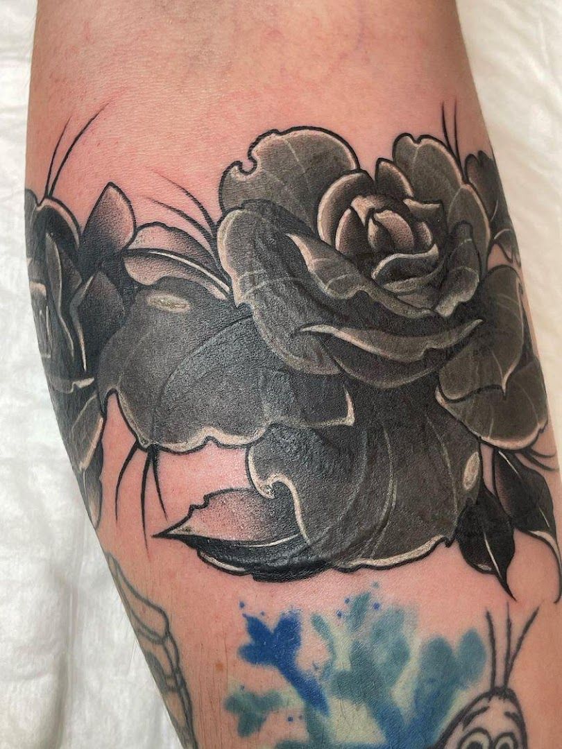 a narben tattoo of a rose on the arm, berlin, germany