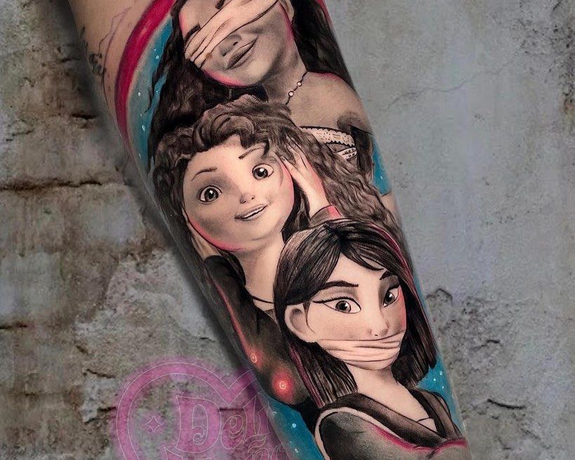 a cover-up tattoo with a couple's faces on it, mönchengladbach, germany