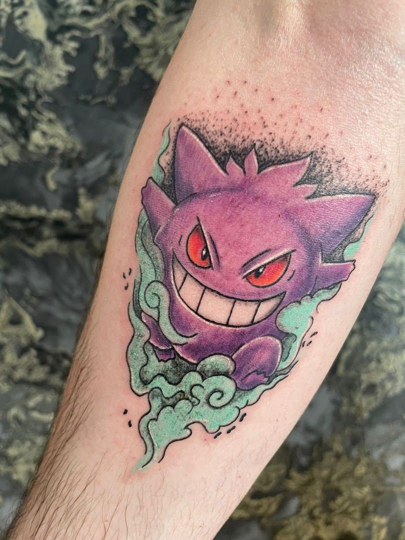 a narben tattoo of a pokemon with a red eye, duisburg, germany