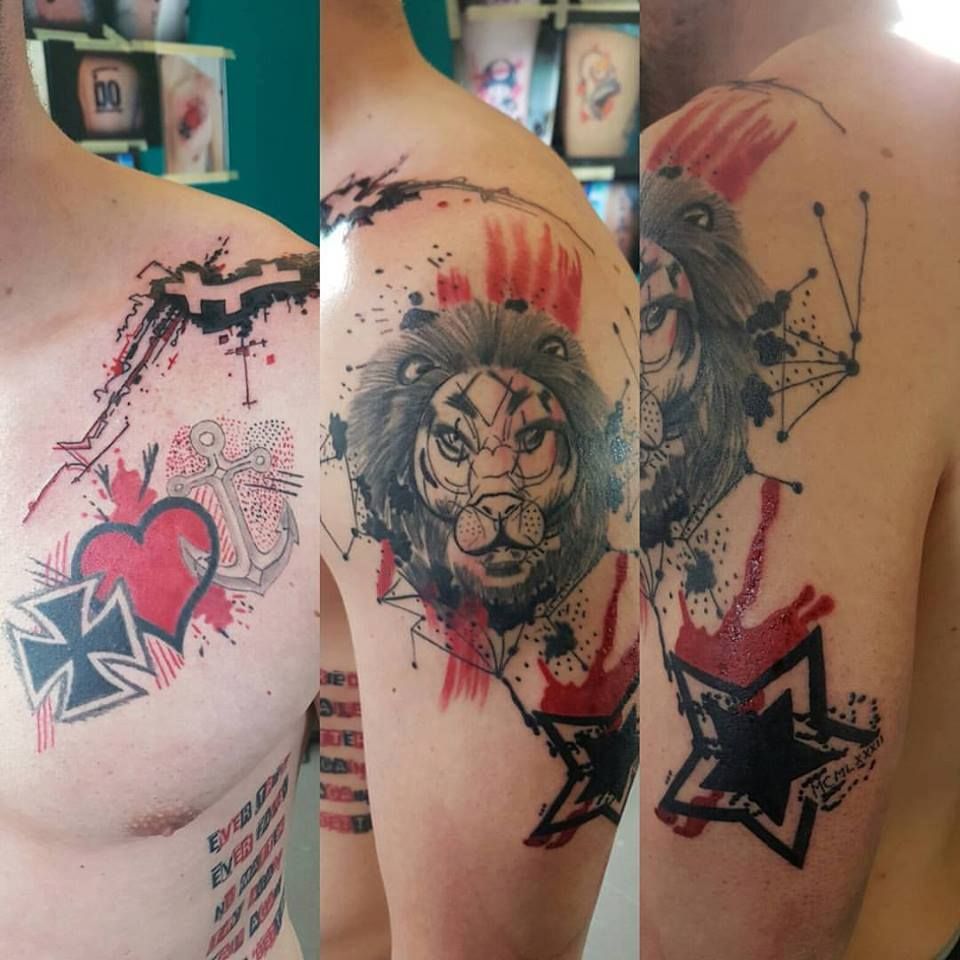 lion japanische tattoos in leipzig by tattooist, karlsruhe, germany