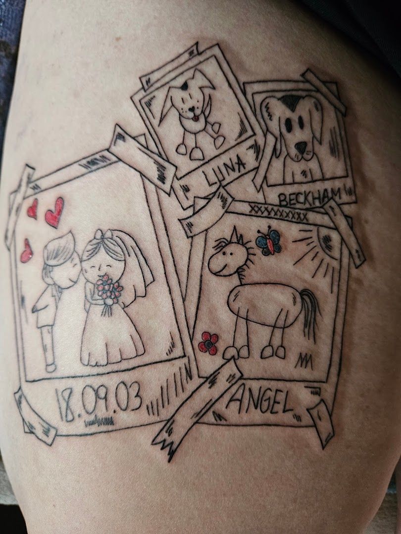 a narben tattoo of a dog and a cat, viersen, germany