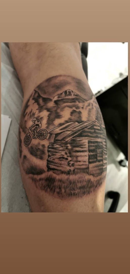 a cover-up tattoo of a mountain scene, zollernalbkreis, germany