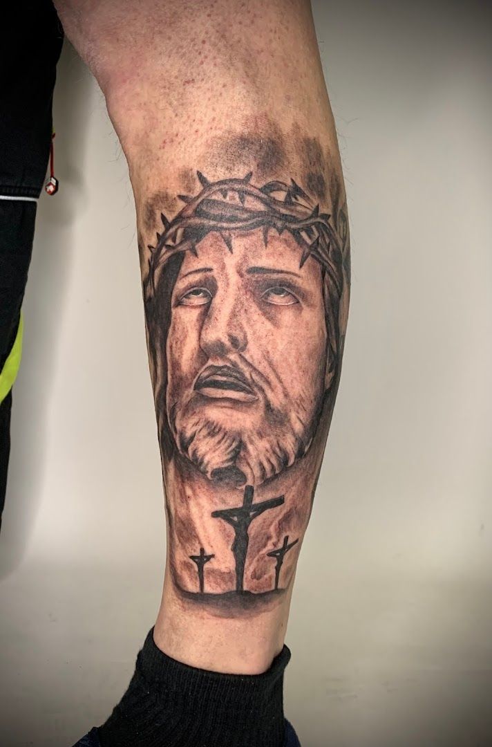 jesus narben tattoo by mike, mettmann, germany