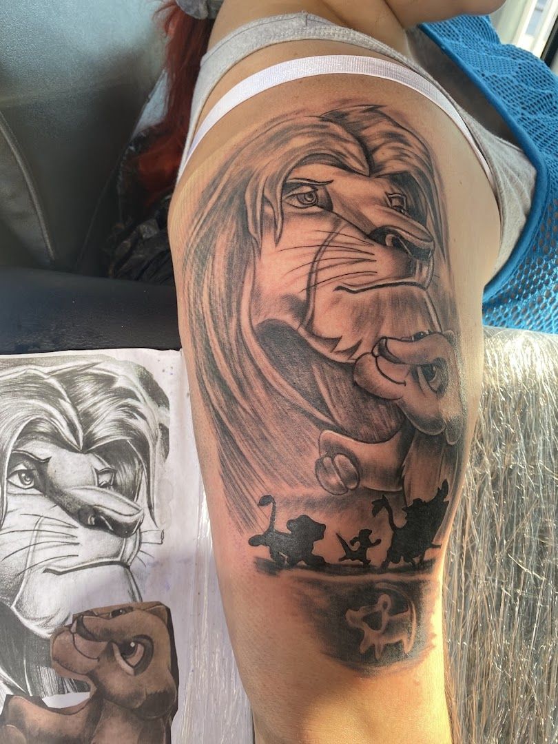 lion cover-up tattoo by tattooist, bernkastel-wittlich, germany